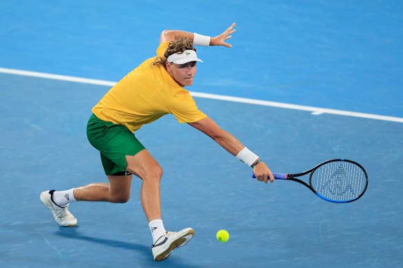 Max Purcell struggled against Jannik Sinner of Italy.