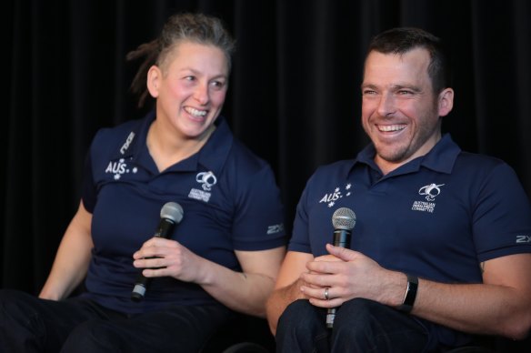 Daniela Di Toro, left, and Kurt Fernley, right, were co-captains at the Rio Paralympics. Di Toro will reprise her role with the Australian team in Tokyo. 