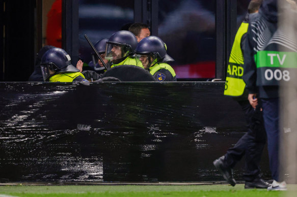 Police at the AFAS Stadium in Alkmaar.