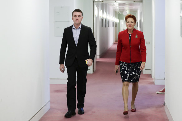 James Ashby with One Nation Senator Pauline Hanson.