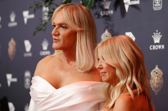 Dani Laidley and partner Donna Leckie at the Brownlow Medal ceremony in September.