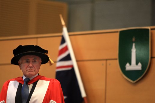 Former prime minister John Howard receiving an honorary doctorate at Macquarie University in April 2012.
