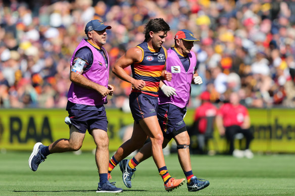 Rachele leaves the field after being floored in the marking contest.