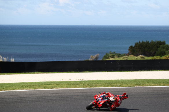 Jack Miller rides his Ducati during free practice. 