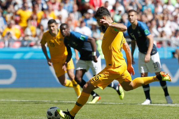 Mile Jedinak buries his spot kick against France.