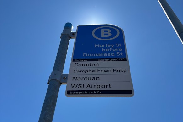 The sign for the bus from Campbelltown to WSI is the only piece of shade.