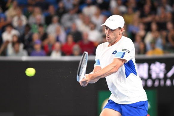 John Millman, playing against Daniil Medvedev in the second round.