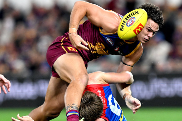 Cam Rayner of the Lions in action.