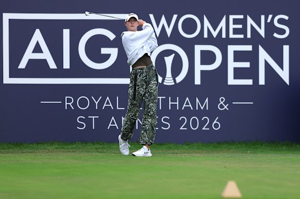 Nelly Korda takes her shot.