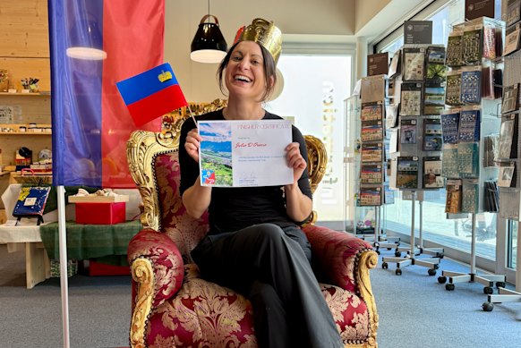 The author is crowned after completing the trail.