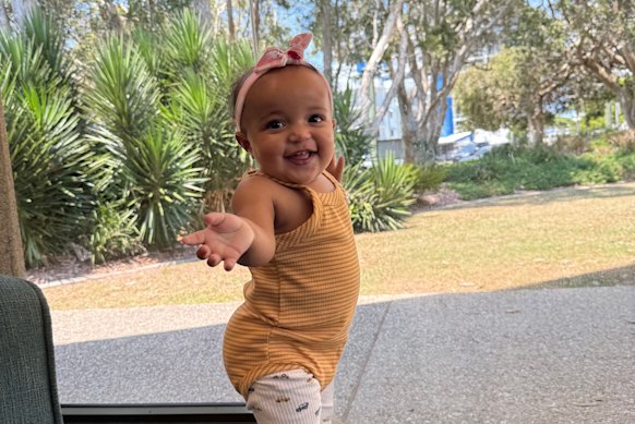 Itahe King, 1, survived a crash at Banya in January that killed her sister.