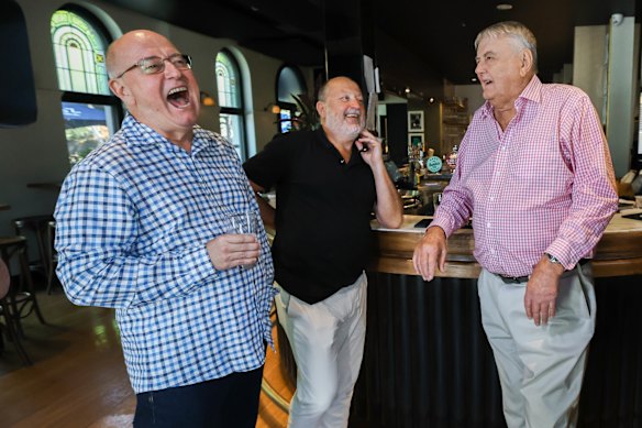 Ross Stevenson and Russell Howcroft with Arthur Laundy earlier this year.