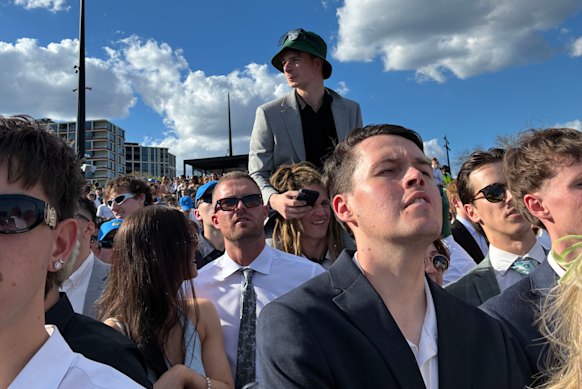 The concerned crowd watching on at Caulfield.