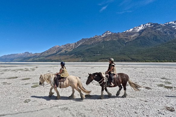 The writer (right) on a horse trek in Dart Valley.