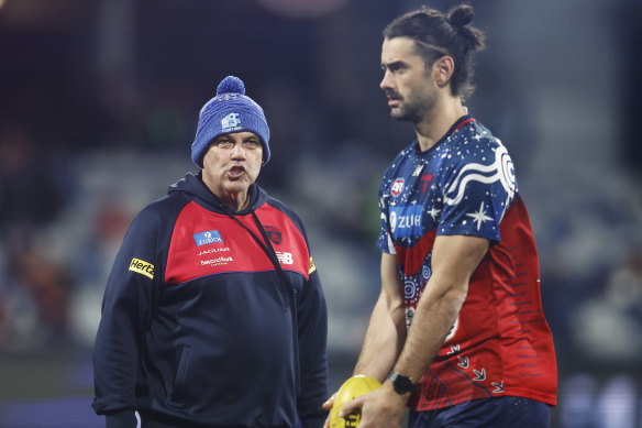 The re-education of Brodie Grundy at Melbourne continues under the watchful eye of development coach Mark Williams, as the Demons try to turn the elite ruckman into a dangerous forward target.