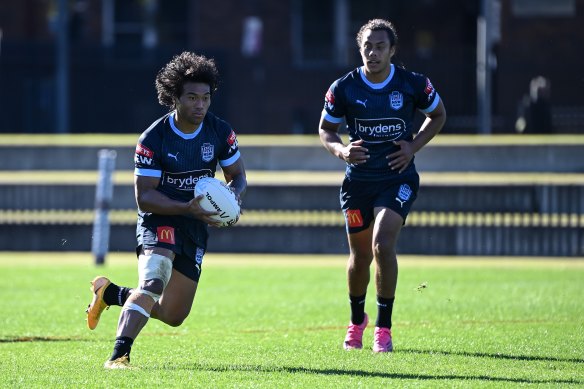 Brian To’o and Jarome Luai at Blues training this week.