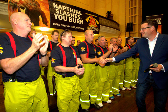 Firefighters’ backed Daniel Andrews in 2014.