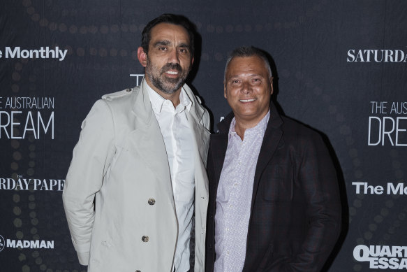 Adam Goodes, with journalist Stan Grant, has become a leading voice against racism.