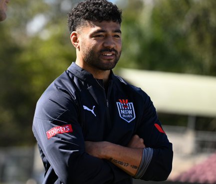 All Blacks legend Richie Mo’unga at NSW Blues training on Monday.