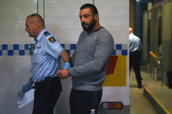Ricardo Barbaro at Burwood Court in Sydney following his early morning arrest.