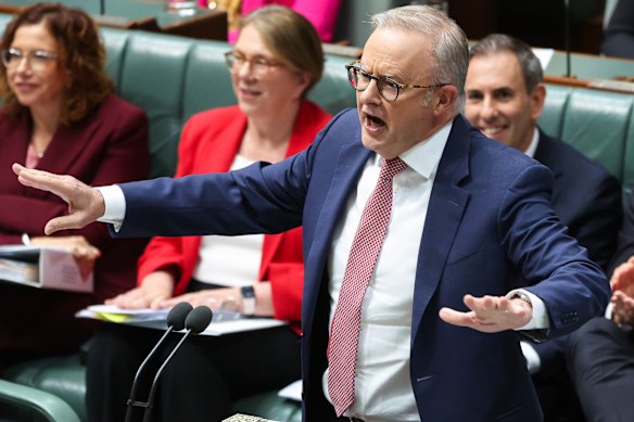 Prime Minister Anthony Albanese during questions on Tuesday.
