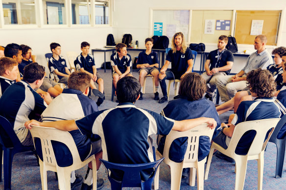 Secondary school students in a workshop run by The Man Cave. 
