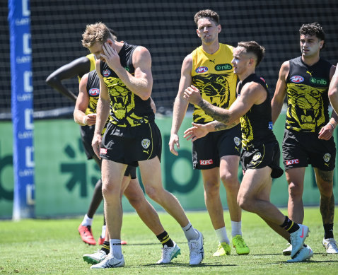 Richmond spearhead Tom Lynch was concussed in a collision with a teammate at pre-season training.