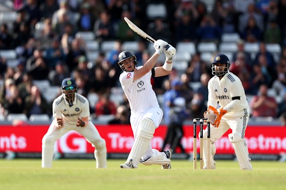 Jamie Smith whacks the winning six.