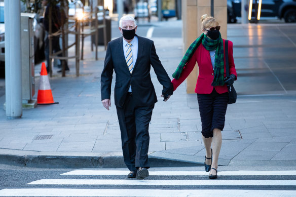 Ben Roberts-Smith’s parents, Len and Sue, arrive at the Federal Court in Sydney in July 2021.