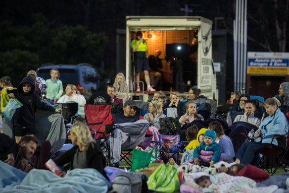 Movie night under the stars thanks to Rick and his travelling projector.