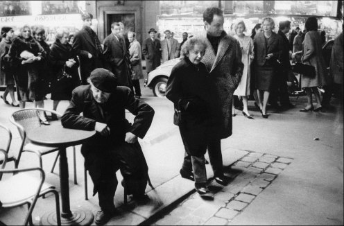 Edith Piaf and Charles Dumont on the Champs Elysees, 1961.