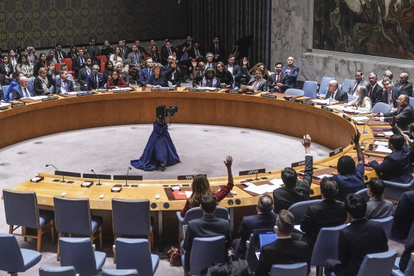 The UN Security Council votes on a resolution on the conflict between Israel and Hamas.