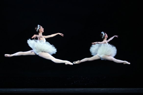 Harris, left, and Juliet Burnett in the Australian Ballet’s Swan Lake in 2012.