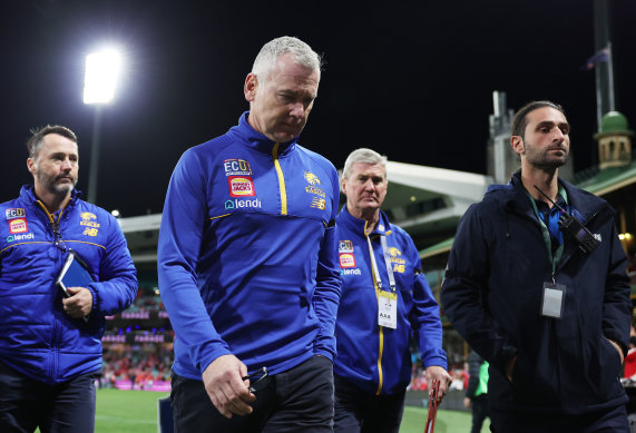 The Adam Simpson-coached Eagles crashed to the club’s heaviest defeat.