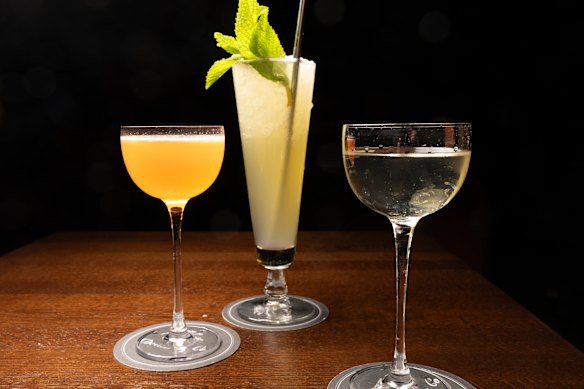 Cocktails at Death &amp; Co (left to right): the Orange Telegraph, Strange Brew and Naked and Famous.