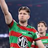 Jai Arrow salutes the crowd during his 100th match for South Sydney.