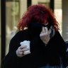 Justin Stein’s mother Annemie Stein (left) arrives at the NSW Supreme Court at Parramatta on Thursday.