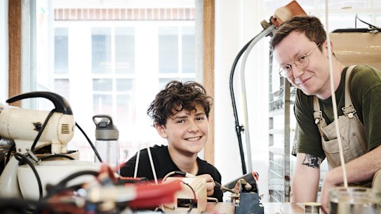 Lachlan Watson volunteers with at the Bower Reuse and Repair Centre, in innercity Marrickville.