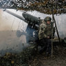 Russian soldiers at an artillery position in the Kursk region, in Russia, in December.