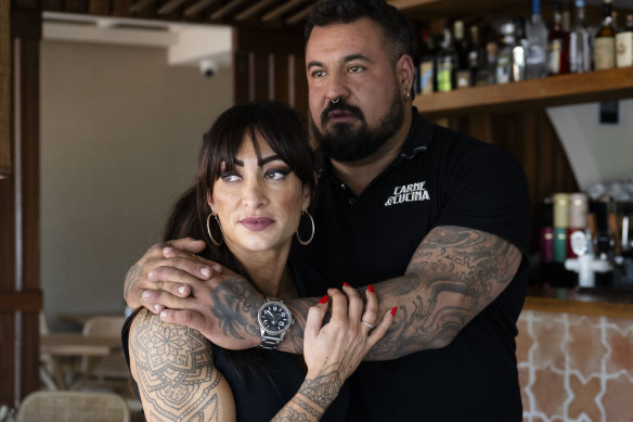 Alexandra and Nicola Coccia in their hatted restaurant Osteria il Coccia in Ettalong Beach.