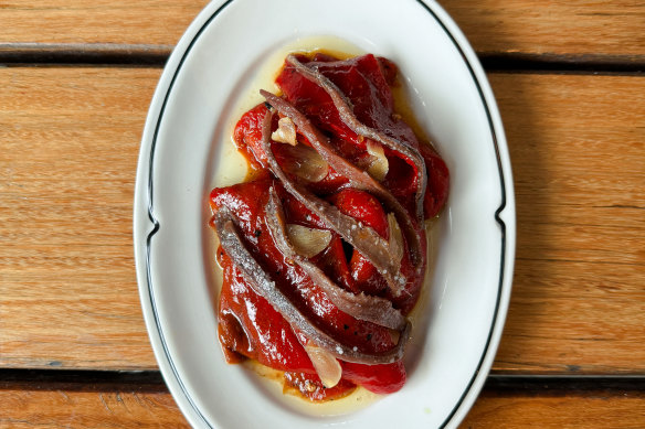 Roast capsicum, anchovy.
