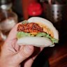 Panko-crumbed eggplant bao at Saigon Street Eats.