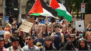 Students rally in support of Palestine in Melbourne last week.