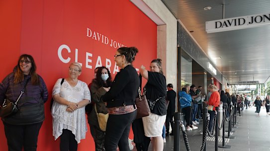 Shoppers outside David Jones on Bourke Street ahead of its opening on Boxing Day.