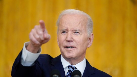 US president Joe Biden delivers his first remarks since Russia’s full scale invasion of Ukraine