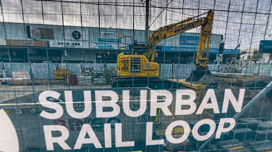 Suburban Rail Loop construction in Clayton last year.