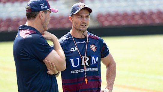 Kieran Foran at 4 Pines Park on Monday.