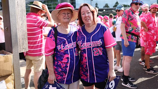 Glenice and her daughter Jodie at the SCG on Tuesday.