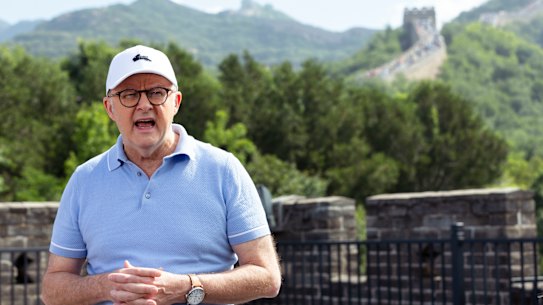Anthony Albanese at the Great Wall of China this week.