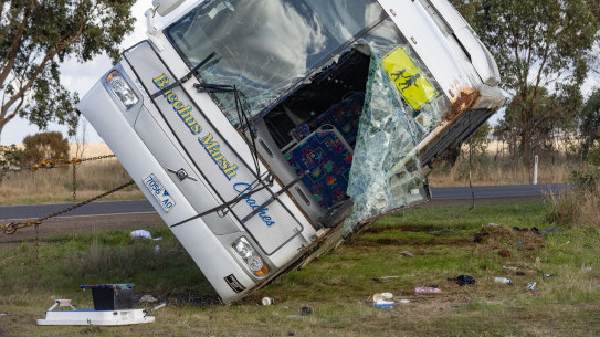 Thirteen children were taken to hospital after a truck collided with a school bus on Melbourne’s western fringe in May.